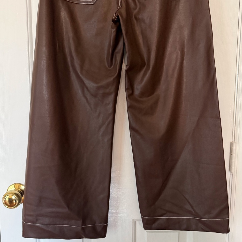 “MAEVE” Anthropologie Vegan Leather Colette Cropped Wide Leg Pant - Picture 12 of 16